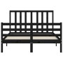 Bed frame with black solid wood headboard 140x200 cm by vidaXL, Beds and slatted bases - Ref: Foro24-3193795, Price: 158,61 €...