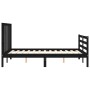 Bed frame with black solid wood headboard 140x200 cm by vidaXL, Beds and slatted bases - Ref: Foro24-3193795, Price: 158,61 €...