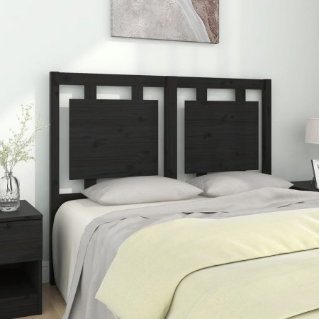 Solid black pine wood bed headboard 125.5x4x100 cm by vidaXL, Headboards and footboards - Ref: Foro24-817934, Price: 35,44 €,...