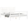 Double bed frame with white solid wood headboard by vidaXL, Beds and slatted bases - Ref: Foro24-3194057, Price: 172,99 €, Di...