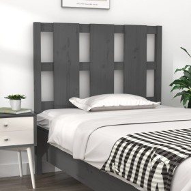 Solid gray pine wood bed headboard 105.5x4x100 cm by vidaXL, Headboards and footboards - Ref: Foro24-817977, Price: 45,99 €, ...