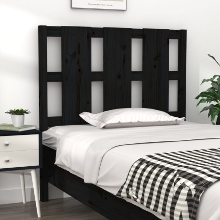 Solid black pine wood bed headboard 105.5x4x100 cm by vidaXL, Headboards and footboards - Ref: Foro24-817979, Price: 45,99 €,...