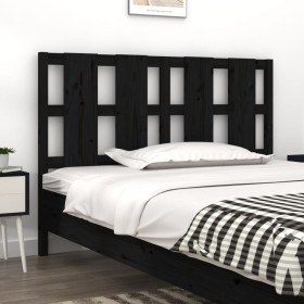 Solid black pine wood bed headboard 145.5x4x100 cm by vidaXL, Headboards and footboards - Ref: Foro24-817994, Price: 52,99 €,...