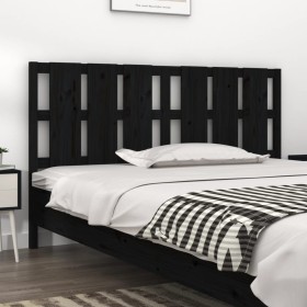 Solid black pine wood bed headboard 185.5x4x100 cm by vidaXL, Headboards and footboards - Ref: Foro24-818009, Price: 64,99 €,...