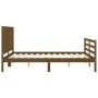 Double bed frame with honey brown wooden headboard by vidaXL, Beds and slatted bases - Ref: Foro24-3194514, Price: 169,61 €, ...