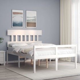 Elderly bed solid wood headboard white 120x200 cm by vidaXL, Beds and slatted bases - Ref: Foro24-3195412, Price: 154,21 €, D...