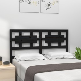 Solid black pine wood bed headboard 125.5x4x100 cm by vidaXL, Headboards and footboards - Ref: Foro24-818034, Price: 34,99 €,...