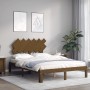 Honey brown solid wood bed frame and headboard 120x200 cm by vidaXL, Beds and slatted bases - Ref: Foro24-3193724, Price: 124...