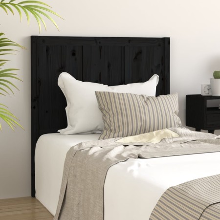 Solid black pine wood bed headboard 95.5x4x100 cm by vidaXL, Headboards and footboards - Ref: Foro24-818074, Price: 37,10 €, ...