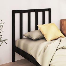 Solid black pine wood bed headboard 106x4x100 cm by vidaXL, Headboards and footboards - Ref: Foro24-817679, Price: 26,46 €, D...