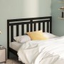 Solid black pine wood bed headboard 146x4x100 cm by vidaXL, Headboards and footboards - Ref: Foro24-817794, Price: 44,99 €, D...