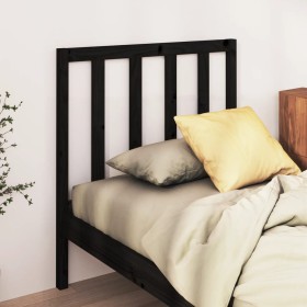 Solid black pine wood bed headboard 106x4x100 cm by vidaXL, Headboards and footboards - Ref: Foro24-817729, Price: 34,99 €, D...