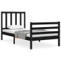 Bed frame with black solid wood headboard 100x200 cm by vidaXL, Beds and slatted bases - Ref: Foro24-3193850, Price: 115,99 €...