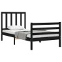 Bed frame with black solid wood headboard 100x200 cm by vidaXL, Beds and slatted bases - Ref: Foro24-3193850, Price: 115,99 €...