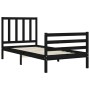 Bed frame with black solid wood headboard 100x200 cm by vidaXL, Beds and slatted bases - Ref: Foro24-3193850, Price: 115,99 €...