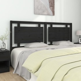 Solid black pine wood bed headboard 185.5x4x100 cm by vidaXL, Headboards and footboards - Ref: Foro24-817959, Price: 60,99 €,...