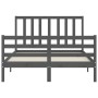 Gray solid wood bed frame with headboard 140x200 cm by vidaXL, Beds and slatted bases - Ref: Foro24-3193858, Price: 156,99 €,...