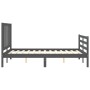 Gray solid wood bed frame with headboard 140x200 cm by vidaXL, Beds and slatted bases - Ref: Foro24-3193858, Price: 156,99 €,...