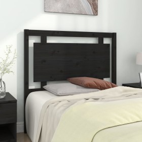 Solid black pine wood bed headboard 105.5x4x100 cm by vidaXL, Headboards and footboards - Ref: Foro24-817929, Price: 43,99 €,...