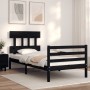 Bed frame with black solid wood headboard 90x200 cm by vidaXL, Beds and slatted bases - Ref: Foro24-3195145, Price: 116,91 €,...