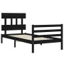 Bed frame with black solid wood headboard 90x200 cm by vidaXL, Beds and slatted bases - Ref: Foro24-3195145, Price: 116,91 €,...