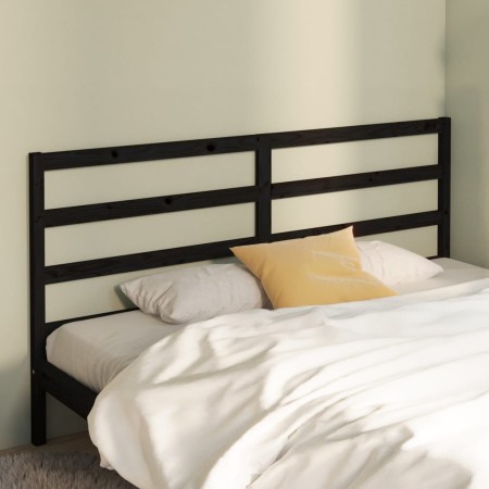 Solid black pine wood bed headboard 206x4x100 cm by vidaXL, Headboards and footboards - Ref: Foro24-817664, Price: 34,99 €, D...