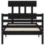 Bed frame with black solid wood headboard 90x200 cm by vidaXL, Beds and slatted bases - Ref: Foro24-3195145, Price: 116,91 €,...