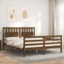 Honey brown wooden bed frame with headboard 160x200 cm by vidaXL, Beds and slatted bases - Ref: Foro24-3194324, Price: 174,94...