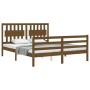 Honey brown wooden bed frame with headboard 160x200 cm by vidaXL, Beds and slatted bases - Ref: Foro24-3194324, Price: 174,94...