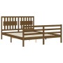 Honey brown wooden bed frame with headboard 160x200 cm by vidaXL, Beds and slatted bases - Ref: Foro24-3194324, Price: 174,94...