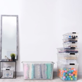 Storage boxes with lid 2 units transparent 55 L by vidaXL, Storage baskets - Ref: Foro24-151905, Price: 46,99 €, Discount: %