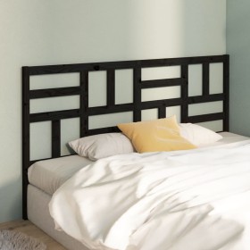 Solid black pine wood bed headboard 206x4x104 cm by vidaXL, Headboards and footboards - Ref: Foro24-818214, Price: 34,99 €, D...