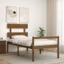 Estructura cama con cabecero madera maciza marrón miel 90x200cm de vidaXL, Camas y somieres - Ref: Foro24-3195339, Precio: 99...