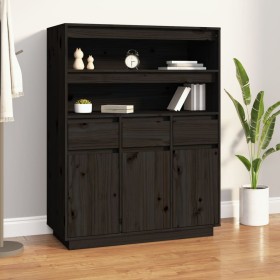 Tall sideboard in solid black pine wood 89x40x116.5 cm by vidaXL, Sideboards - Ref: Foro24-818219, Price: 170,49 €, Discount: %