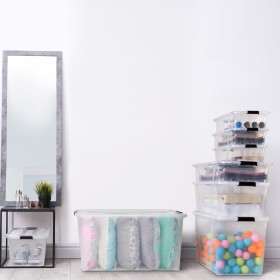 Storage boxes with lid 2 units transparent 80 L by vidaXL, Storage baskets - Ref: Foro24-151907, Price: 60,99 €, Discount: %