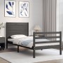 Estructura de cama con cabecero madera maciza gris 100x200 cm de vidaXL, Camas y somieres - Ref: Foro24-3195018, Precio: 124,...