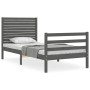 Estructura de cama con cabecero madera maciza gris 100x200 cm de vidaXL, Camas y somieres - Ref: Foro24-3195018, Precio: 124,...