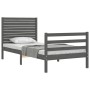 Estructura de cama con cabecero madera maciza gris 100x200 cm de vidaXL, Camas y somieres - Ref: Foro24-3195018, Precio: 124,...