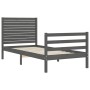 Estructura de cama con cabecero madera maciza gris 100x200 cm de vidaXL, Camas y somieres - Ref: Foro24-3195018, Precio: 124,...