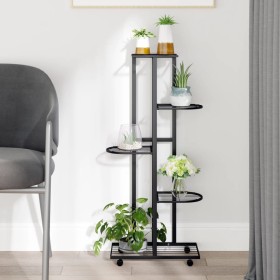 Flower stand 5 heights and wheels black iron 44x23x100cm by vidaXL, Pot stands - Ref: Foro24-343117, Price: 37,99 €, Discount: %