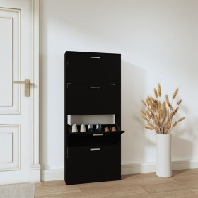 Black plywood shoe cabinet 59x17x150 cm by vidaXL, Shoe racks and shoe organizers - Ref: Foro24-342520, Price: 125,54 €, Disc...