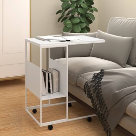 White plywood side table with wheels 55x36x63.5 cm by vidaXL, Coffee table - Ref: Foro24-343111, Price: 41,96 €, Discount: %