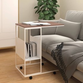 White plywood side table with wheels 55x36x63.5 cm by vidaXL, Coffee table - Ref: Foro24-343110, Price: 38,14 €, Discount: %