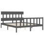 Gray solid wood bed frame with headboard 160x200 cm by vidaXL, Beds and slatted bases - Ref: Foro24-3193348, Price: 151,77 €,...