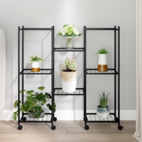 Flower stand with black iron wheels 83x25x83.5 cm by vidaXL, Pot stands - Ref: Foro24-343128, Price: 47,99 €, Discount: %