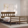 Honey brown wooden bed frame with headboard 160x200 cm by vidaXL, Beds and slatted bases - Ref: Foro24-3195169, Price: 158,81...