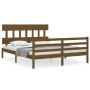 Honey brown wooden bed frame with headboard 160x200 cm by vidaXL, Beds and slatted bases - Ref: Foro24-3195169, Price: 158,81...