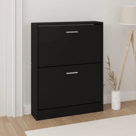 Black plywood shoe cabinet 59x17x81 cm by vidaXL, Shoe racks and shoe organizers - Ref: Foro24-342536, Price: 76,99 €, Discou...