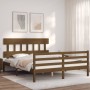 Honey brown wooden bed frame with headboard 160x200 cm by vidaXL, Beds and slatted bases - Ref: Foro24-3195169, Price: 158,81...