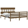 Honey brown wooden bed frame with headboard 160x200 cm by vidaXL, Beds and slatted bases - Ref: Foro24-3195169, Price: 158,81...